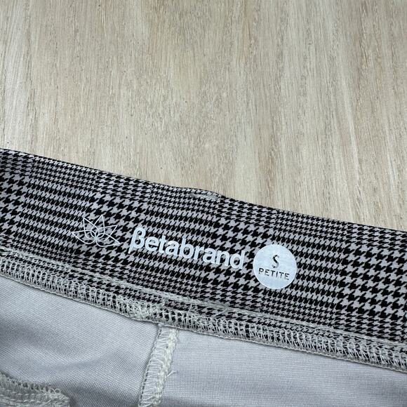 Betabrand Black Glen Plaid Stretch Straight Leg Pull On Dress Pants Small PETITE - Picture 8 of 12